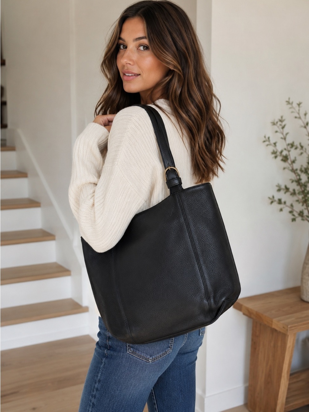 • M.London • Leather Large Black Handbag